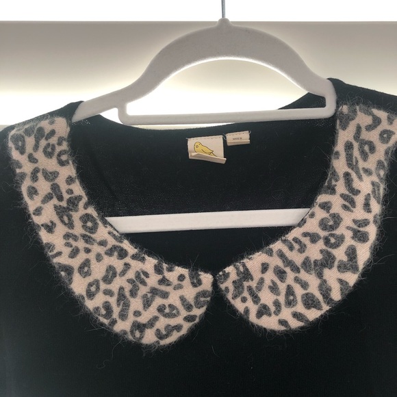 Anthropologie leopard collar knit top - Picture 3 of 7